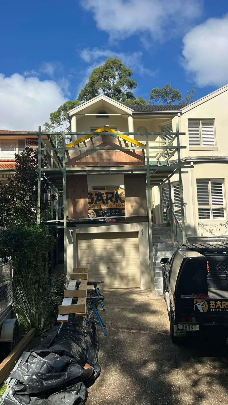 Custom gable carpentry on Northern Beaches home renovation in progress