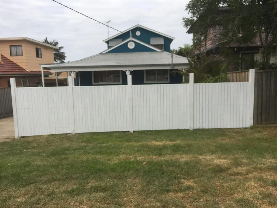 White vertical paling front fence on Federation home, Northern Beaches